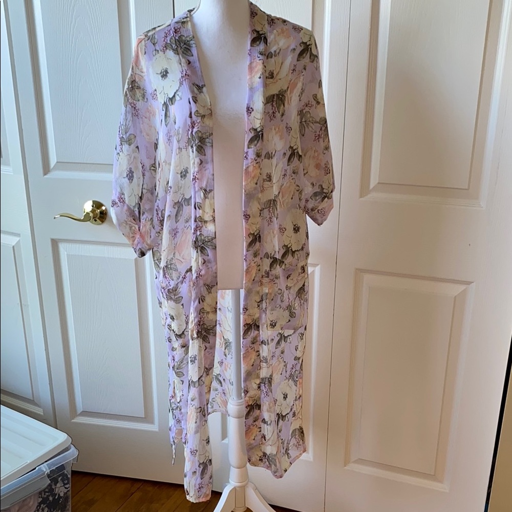 Steve Madden Floral Sheer Kimono Wrap One Size Fits Most